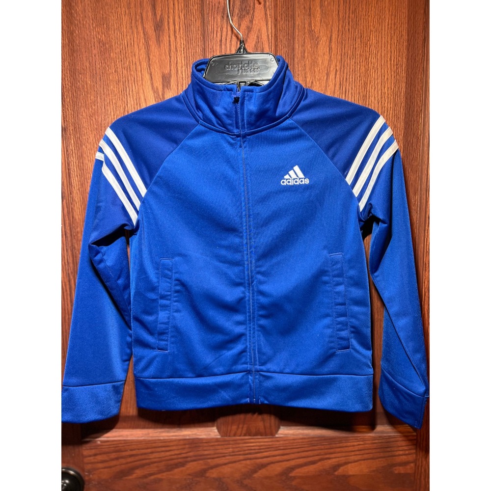 Kids Adidas Blue Track Jacket Zip Up Long Sleeve Size 8 Athletic NWOT